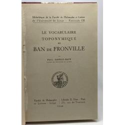 Le vocabulaire toponymique du Ban de Fronville - bibliothèque de...
