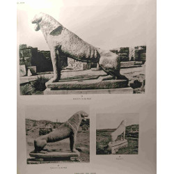 La terrasse des lions le Létoon et le monument de granit à Délos...