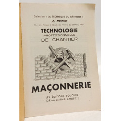 Technologie professionnelle de chantier --- Maçonnerie
