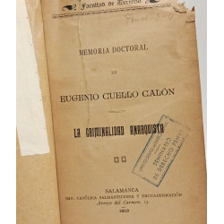 La criminalidad anarquista / facultoad de derecho