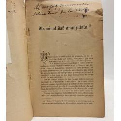 La criminalidad anarquista / facultoad de derecho