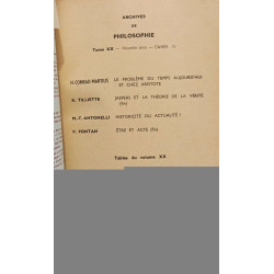 Archives de la philosophie - TABLE DU VOLUME XX - Oct. Dec. 1957
